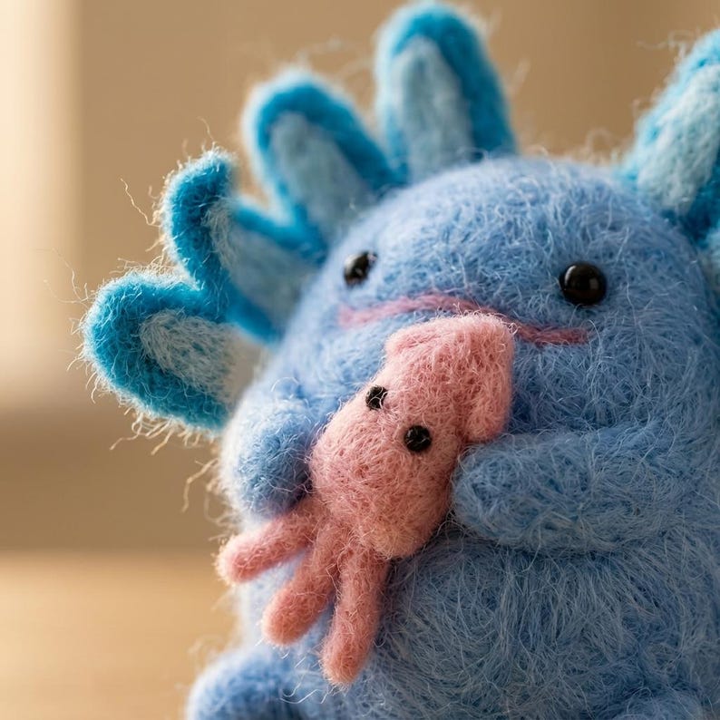 Axolotl Nadelfilz Set 3er-Set Biegbare Pink-Orange-Blau Schreibtisch Dekoration