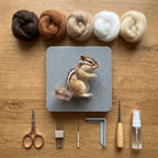 Nadelfilz-Set Streifenhörnchen für Anfänger, Waldtier-Handwerk, Merinowolle, Filznadeln, Schritt-für-Schritt-Anleitung