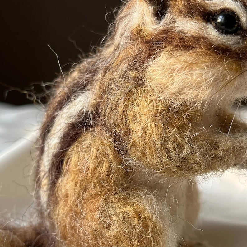 Nadelfilz-Set Streifenhörnchen für Anfänger, Waldtier-Handwerk, Merinowolle, Filznadeln, Schritt-für-Schritt-Anleitung