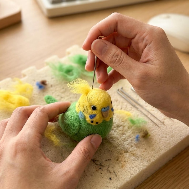 Nadelfilz Kit Wellensittich Vogel DIY Bastelset für Anfänger Kreatives Geschenk Vogelliebhaber Wolle Hobby Kit