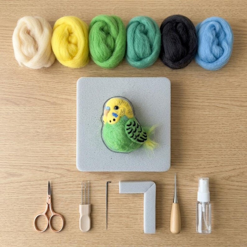 Nadelfilz Kit Wellensittich Vogel DIY Bastelset für Anfänger Kreatives Geschenk Vogelliebhaber Wolle Hobby Kit