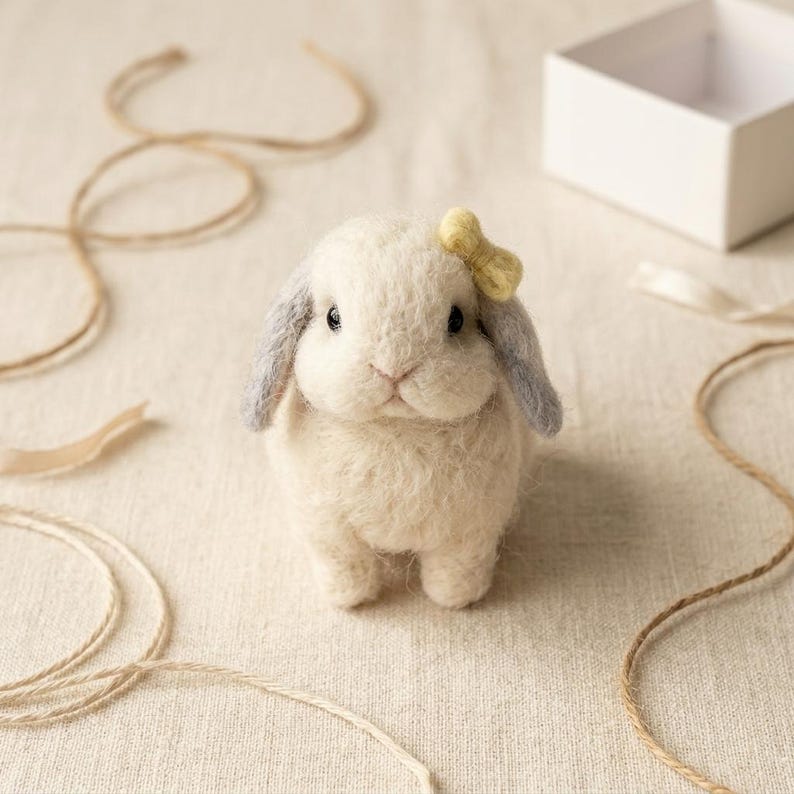 Nadelfilz Set für Anfänger Häschen Kaninchen DIY Bastelset mit Merinowolle