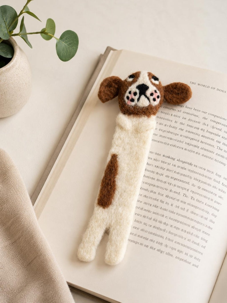 Gefilztes Lesezeichen Englischer Springer Spaniel - Handgefertigt, 16 cm, Wolle