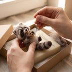 Nadelfilz-Waschbär Bastelset für Anfänger, Handtellergroß, mit Merinowolle