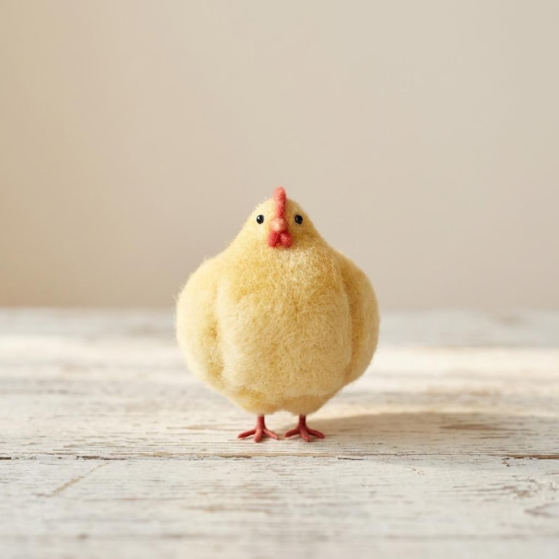 Nadelgefilztes Huhn Set – Stehend, Sitzend, Liegend – Miniatur-Hühnerfiguren aus Naturwolle