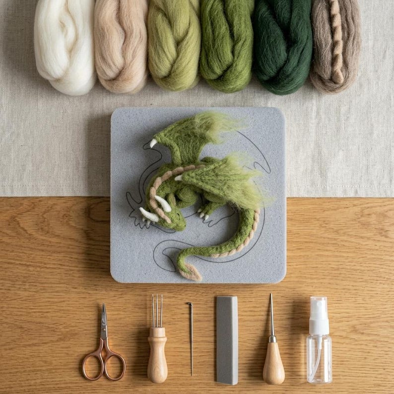 Nadelfilz-Kit für Anfänger, schlafender Drache, DIY Handwerk Set, Fantasy Geschenk für Erwachsene