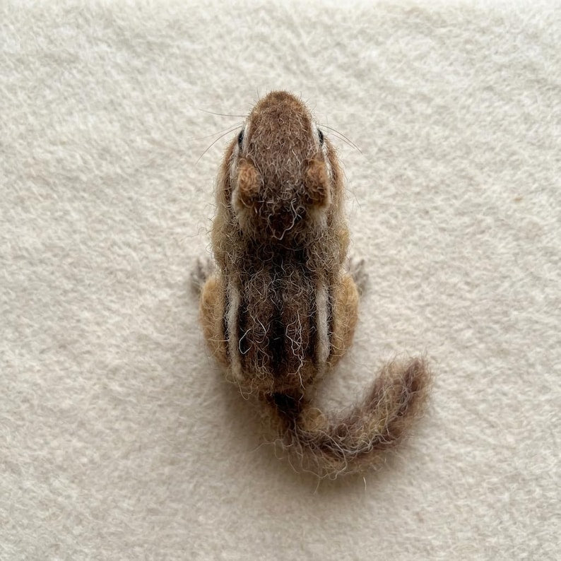 Nadelfilz-Set Streifenhörnchen für Anfänger, Waldtier-Handwerk, Merinowolle, Filznadeln, Schritt-für-Schritt-Anleitung