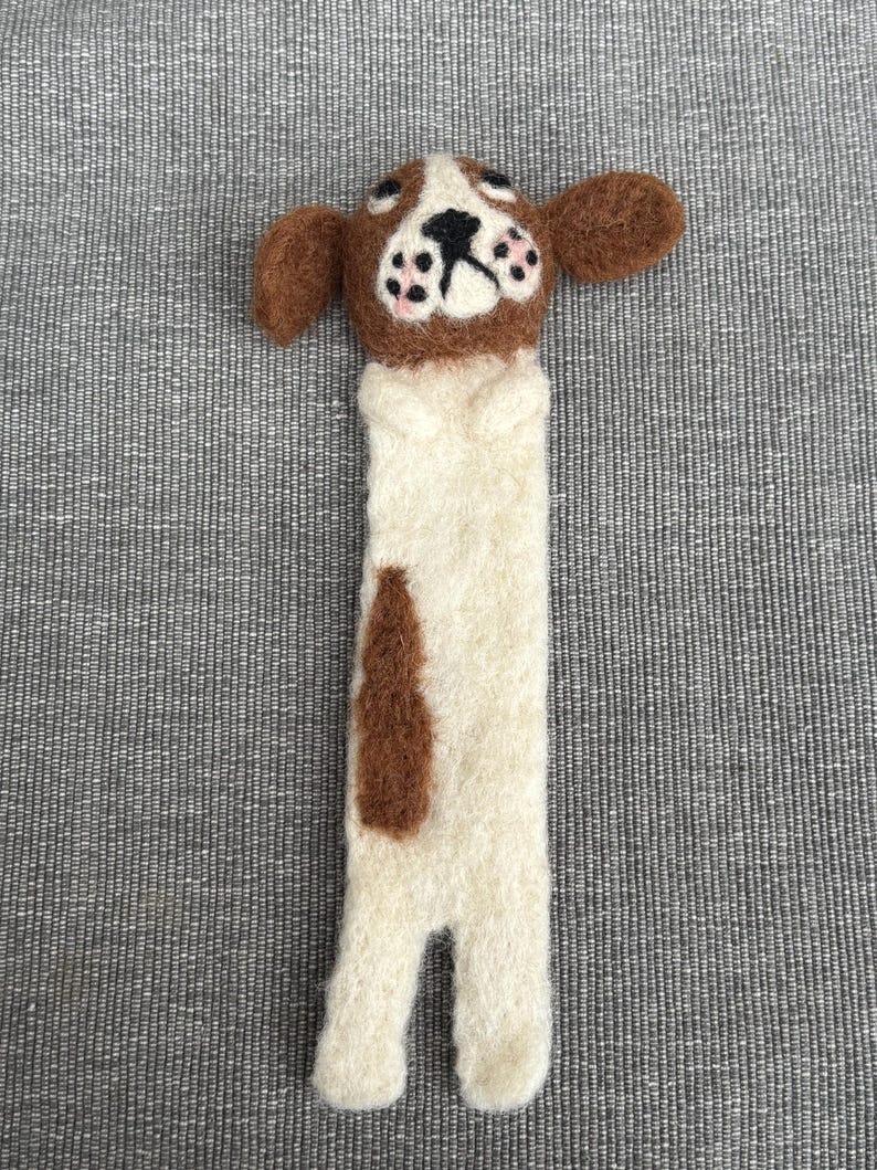 Gefilztes Lesezeichen Englischer Springer Spaniel - Handgefertigt, 16 cm, Wolle