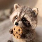 Nadelfilz-Waschbär Bastelset für Anfänger, Handtellergroß, mit Merinowolle