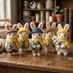 Nadelgefilzte Hase Figur, Waldtier, Maiglöckchen, handgefertigt, 7-10 cm