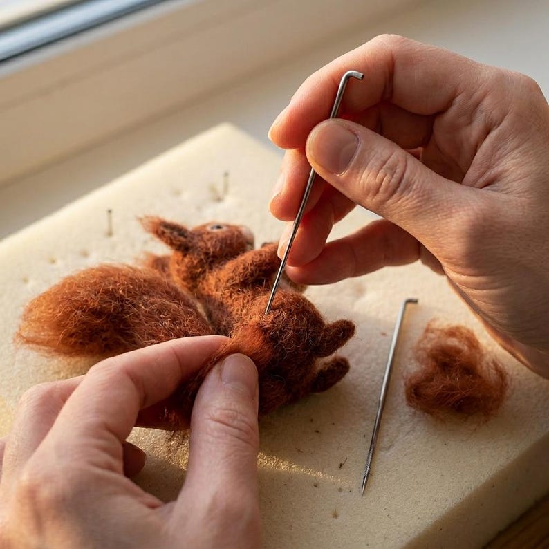 Nadelfilz-Kit Eichhörnchen für Anfänger DIY Bastelset Merinowolle 6-8 cm