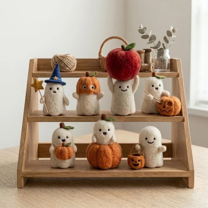 Nadelfilz Geist mit Kürbis Korb Halloween Schreibtisch Dekor
