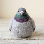 Nadelgefilzte Taube aus Wolle, 7,5 cm, rundlich, Handarbeit