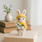 Nadelgefilzte Hase Figur, Waldtier, Maiglöckchen, handgefertigt, 7-10 cm