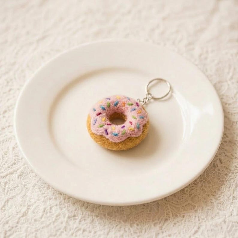 Wollfilz Schlüsselanhänger Kawaii Croissant Donut Taschenaccessoire Deko