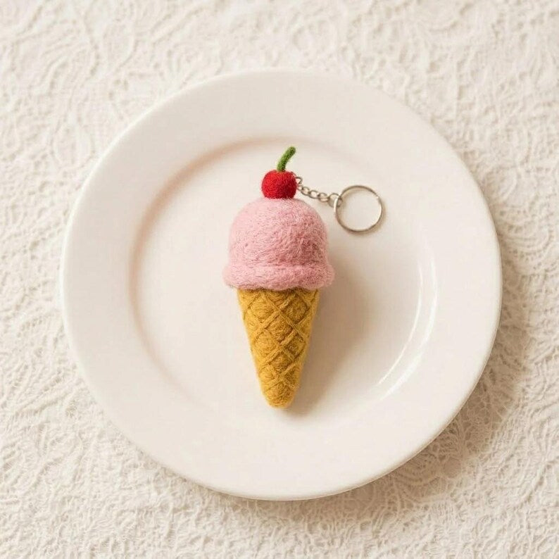 Wollfilz Schlüsselanhänger Kawaii Croissant Donut Taschenaccessoire Deko
