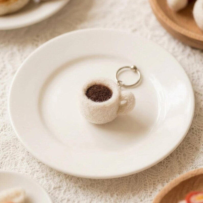 Nadelfilz-Schlüsselanhänger Lebensmittel Burger Ei Kaffeetasse Taschenanhänger