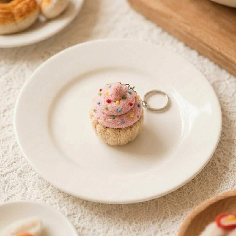 Wollfilz Schlüsselanhänger Kawaii Croissant Donut Taschenaccessoire Deko