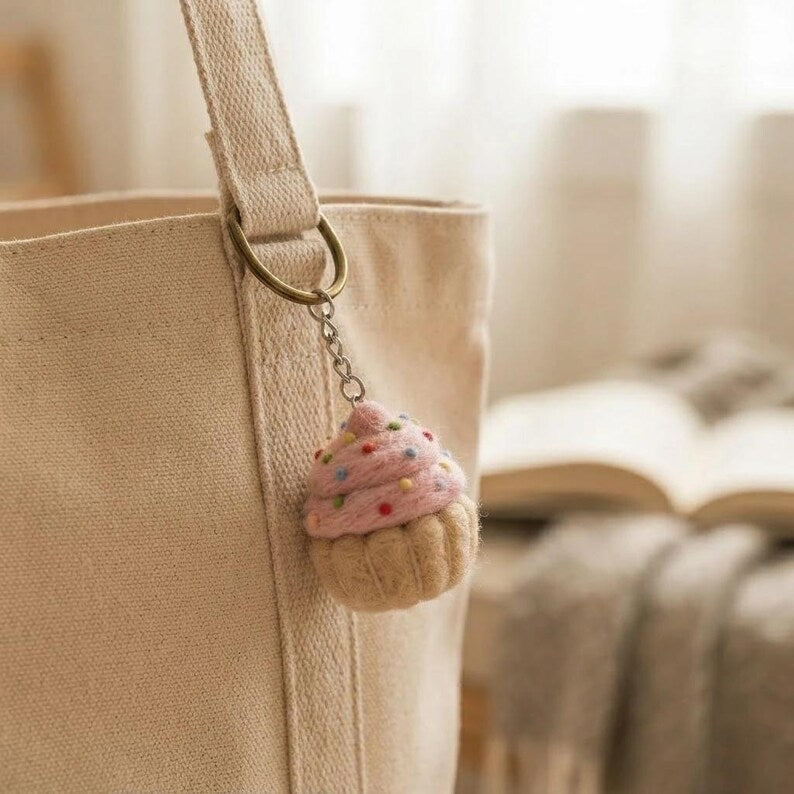 Wollfilz Schlüsselanhänger Kawaii Croissant Donut Taschenaccessoire Deko