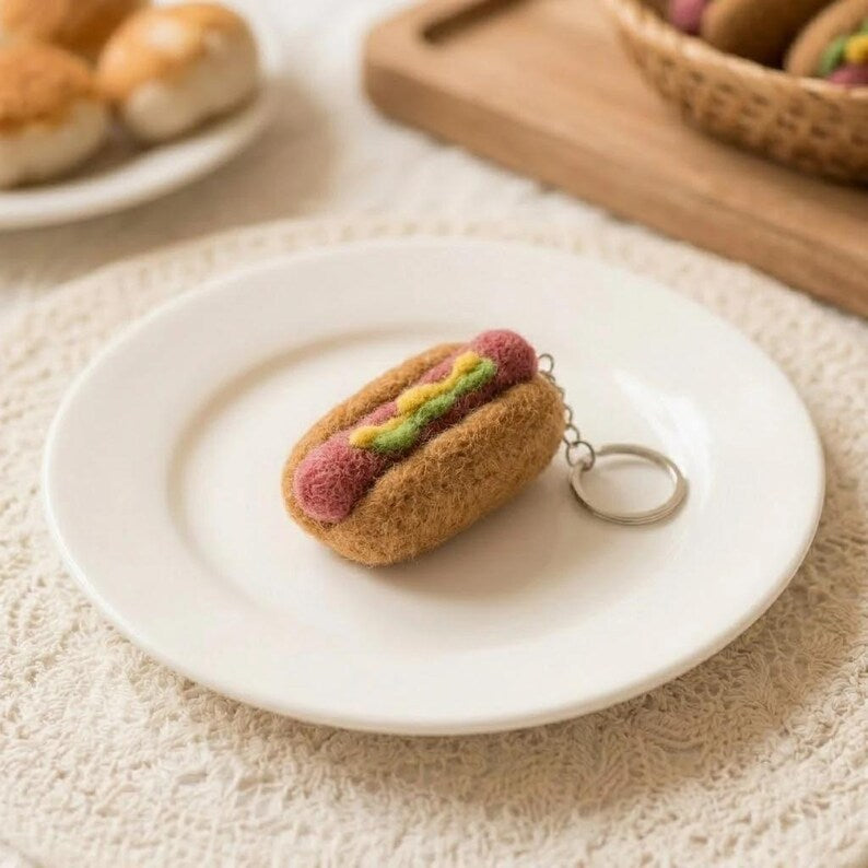 Nadelfilz-Schlüsselanhänger Lebensmittel Burger Ei Kaffeetasse Taschenanhänger